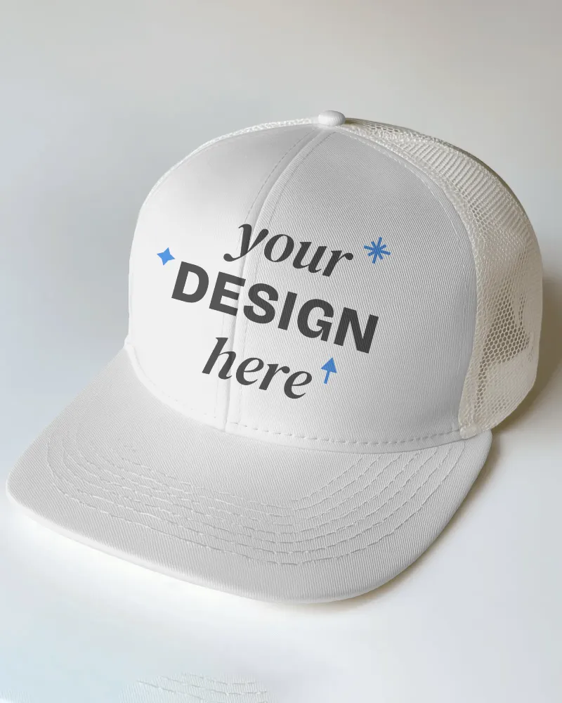 white trucker hat mockup