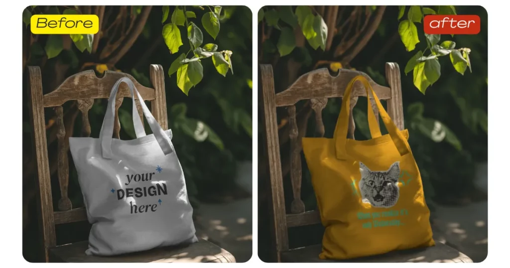 yellow canvas tote bag in a sunny outdoor