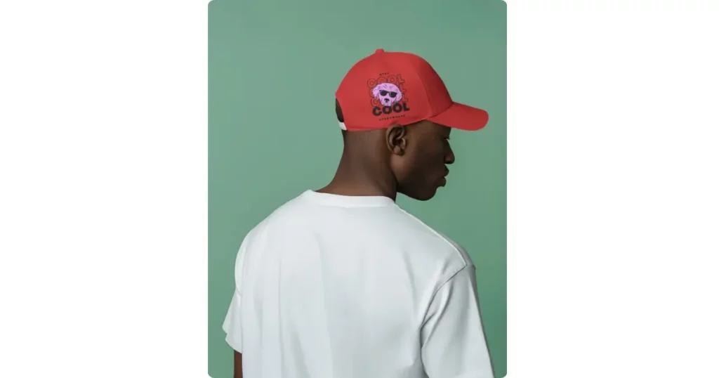 a model showing the baseball cap side view