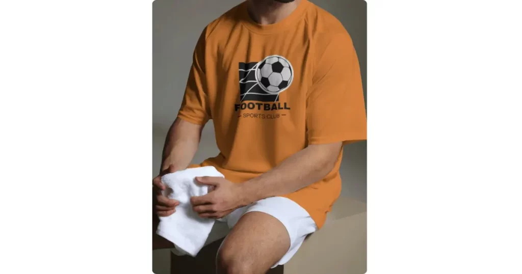 a player wearing a football jersey sits casually