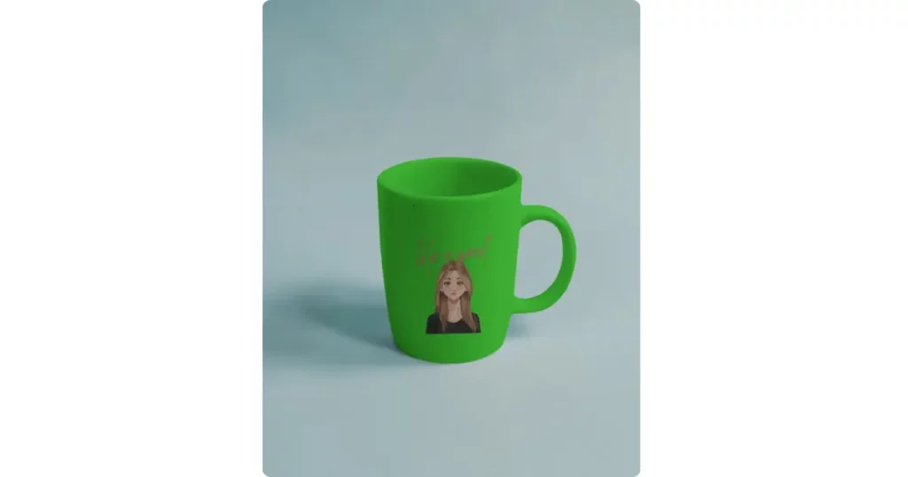 a simple coffee mug with a blue background