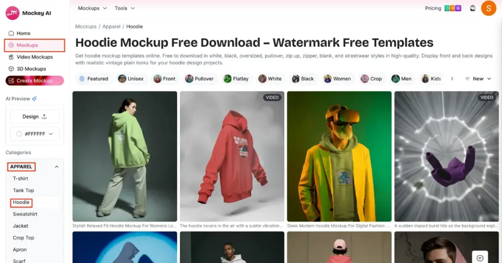 pick hoodie from mockups