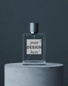 studio mockup of perfume bottle