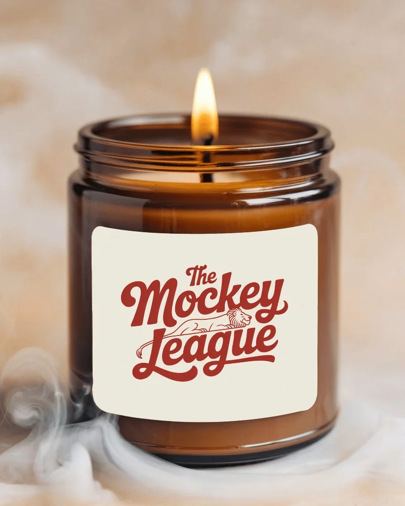amber candle jar sticker mockup home fragrance product label custom design branding packaging
