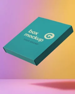 floating pizza box mockup on gradient background modern product showcase







