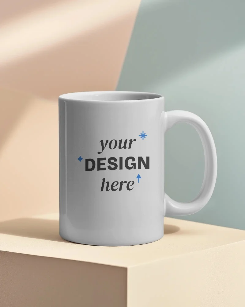 ceramic mug mockup empty surface template flat lay presentation kitchenware