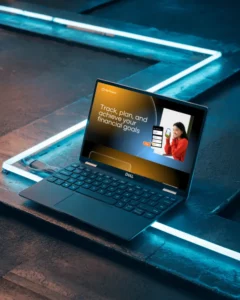 dell laptop mockup with website