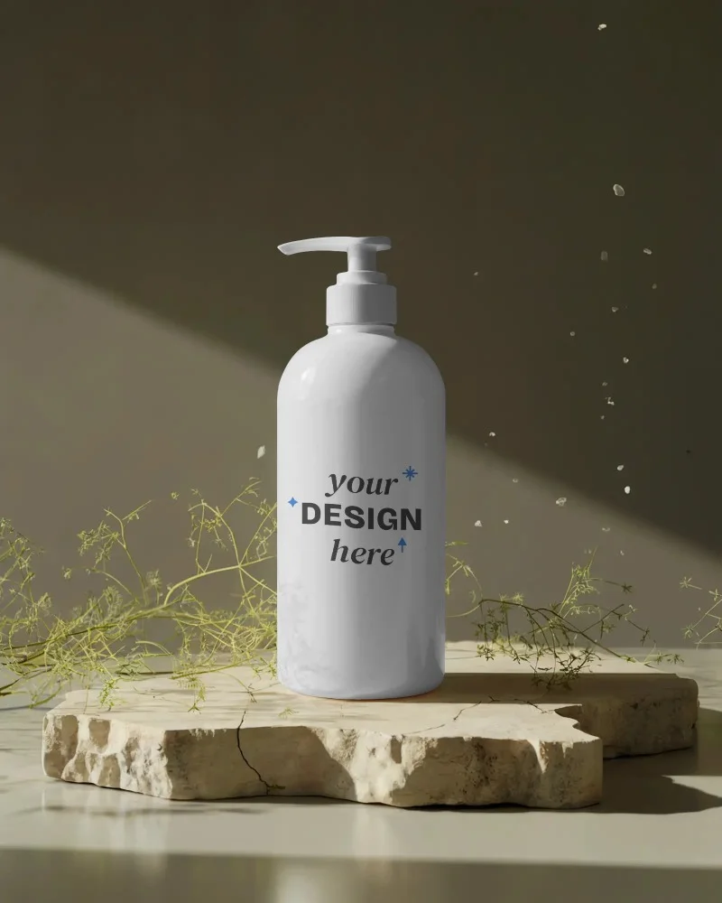 elegant cosmetic pump bottle mockup for organic liquid soap or lotion display