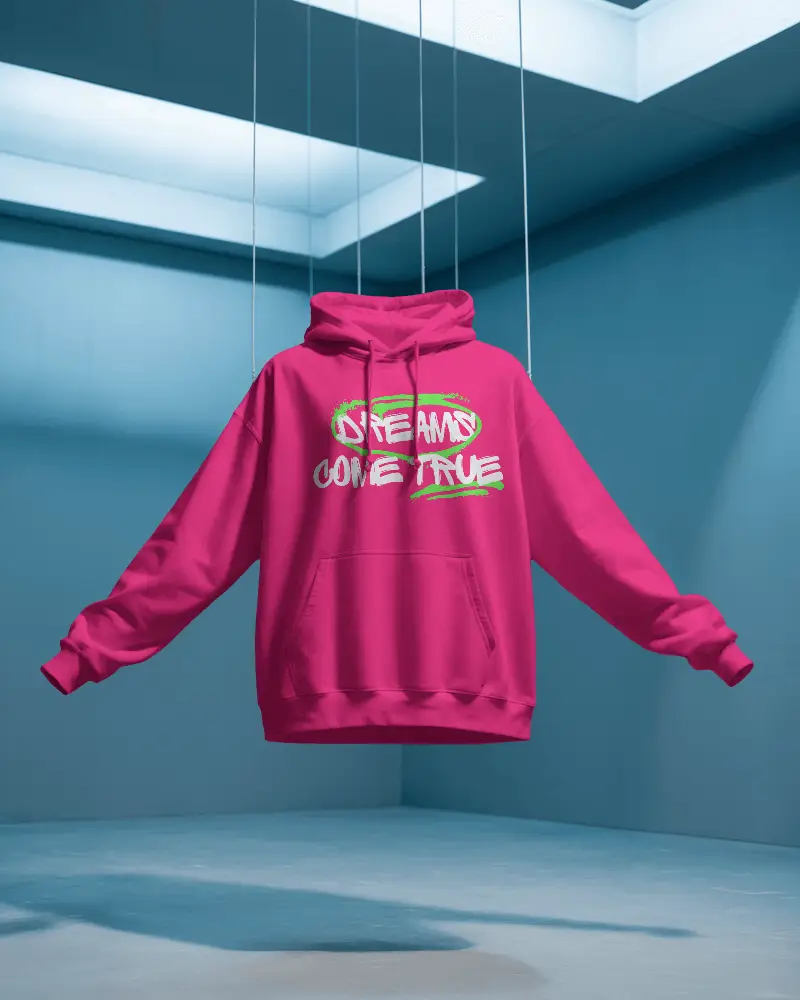 front view hoodie mockup floating in minimal graphic showcase
