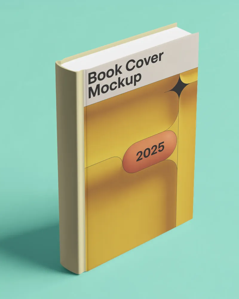 standing hardcover book cover mockup