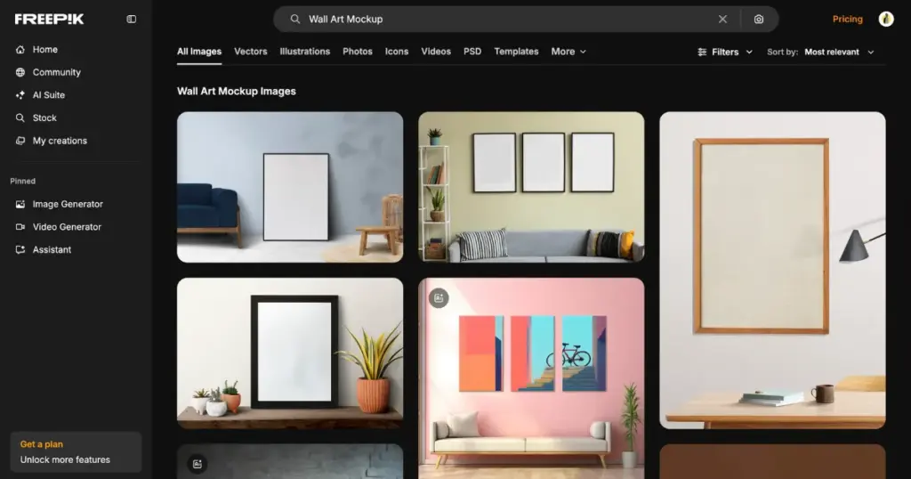 freepik wall art mockups
