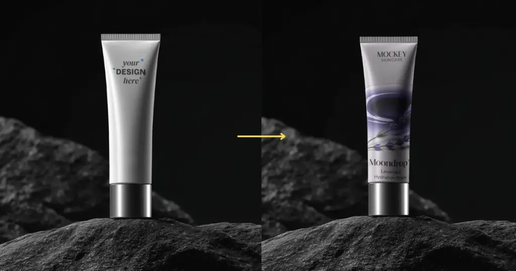 packaging mockup example showing product branding on a tube
