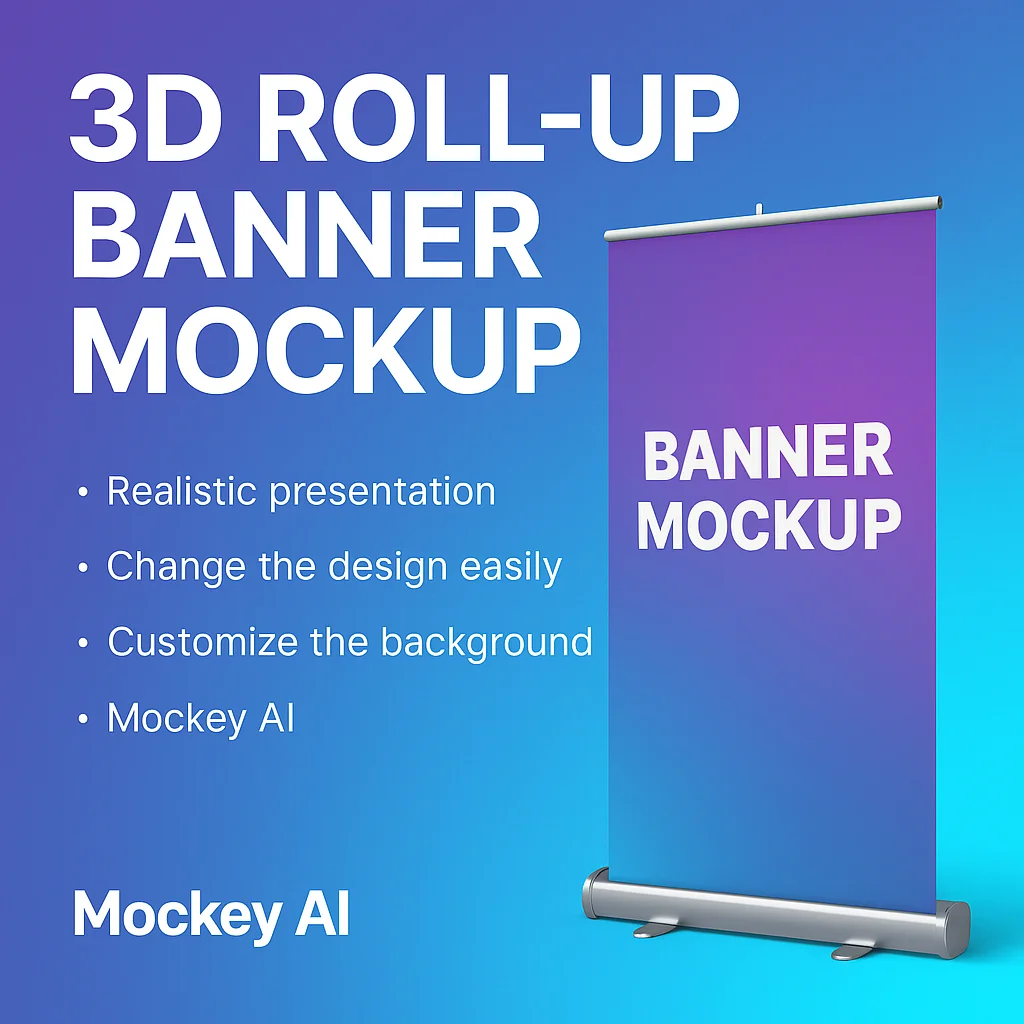 3D Roll Up Banner Mockup Generator in Mockey AI