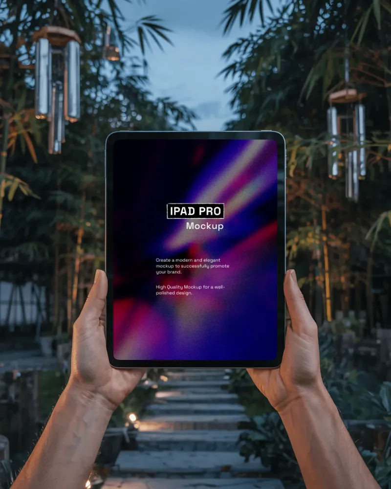 hand holding ipad mockup