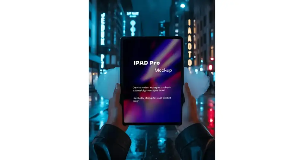 hand holding ipad mockups