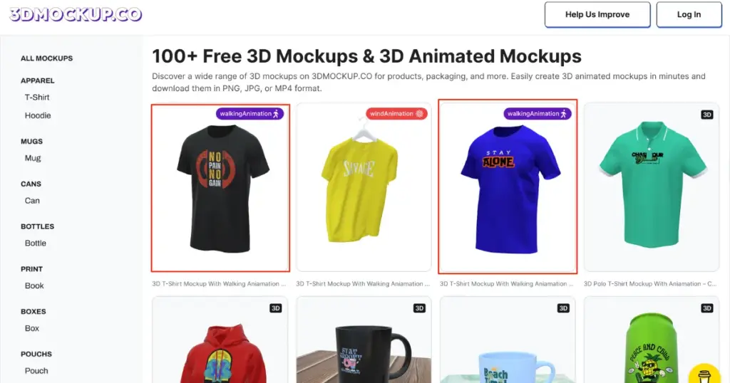 3dmockup.co free tool for walking t-shirt mockup