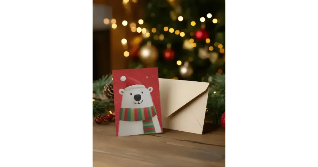 a christmas greeting card with envelope