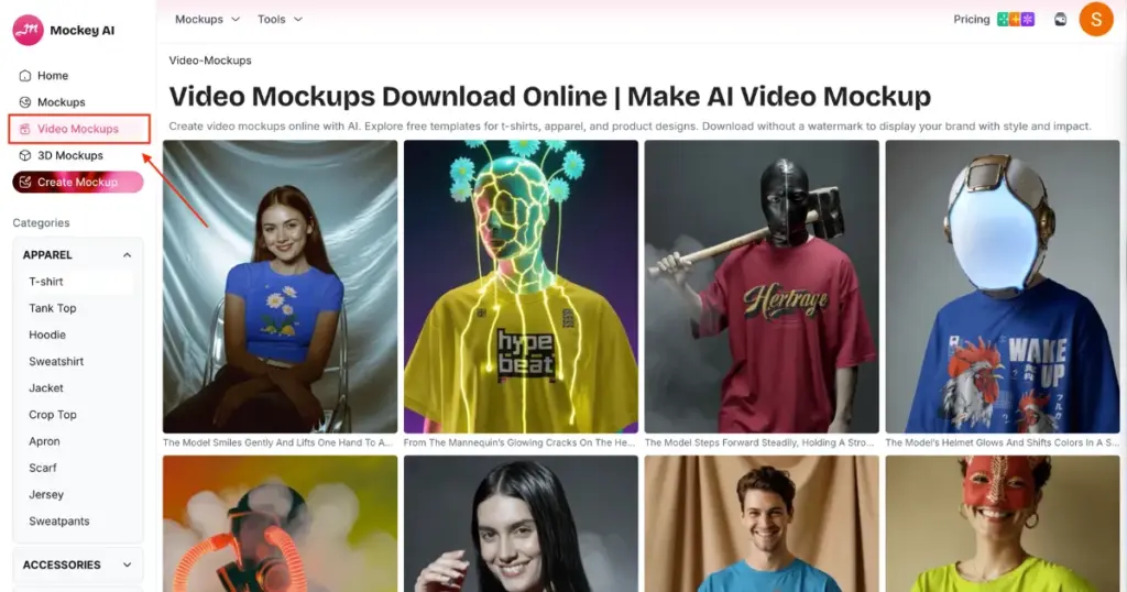click on video mockups