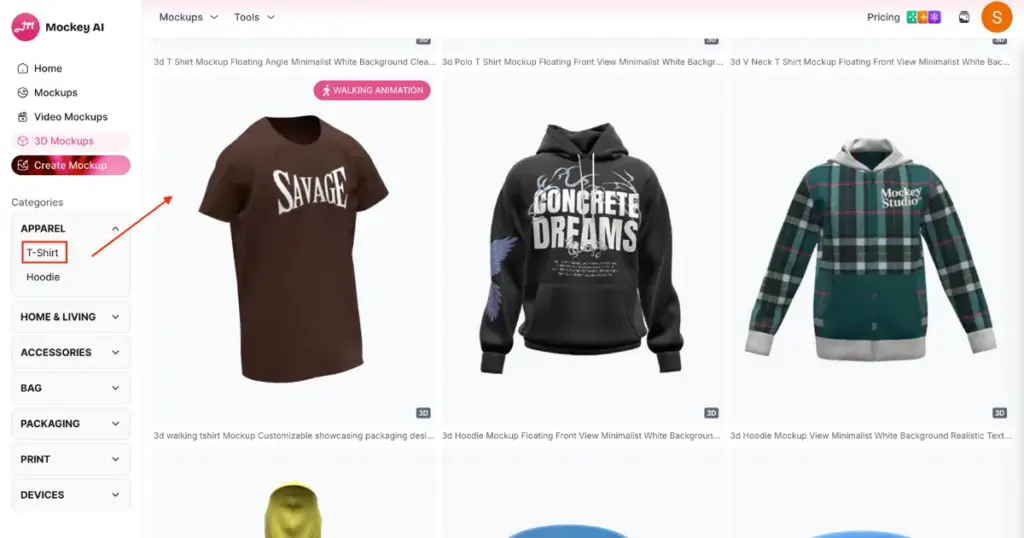 mockey ai best tool to make walking t-shirt mockup