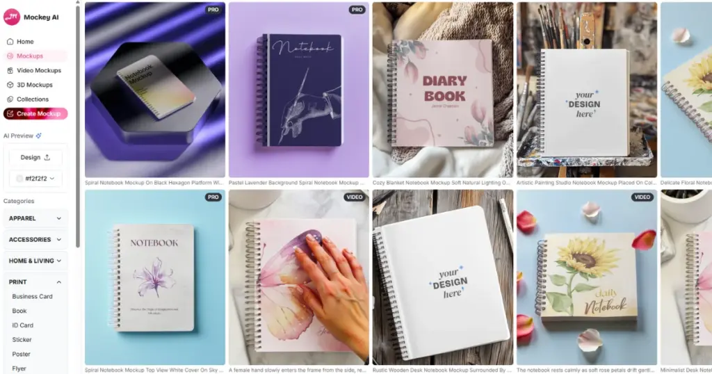 try mockey ai's spiral notebook mockups