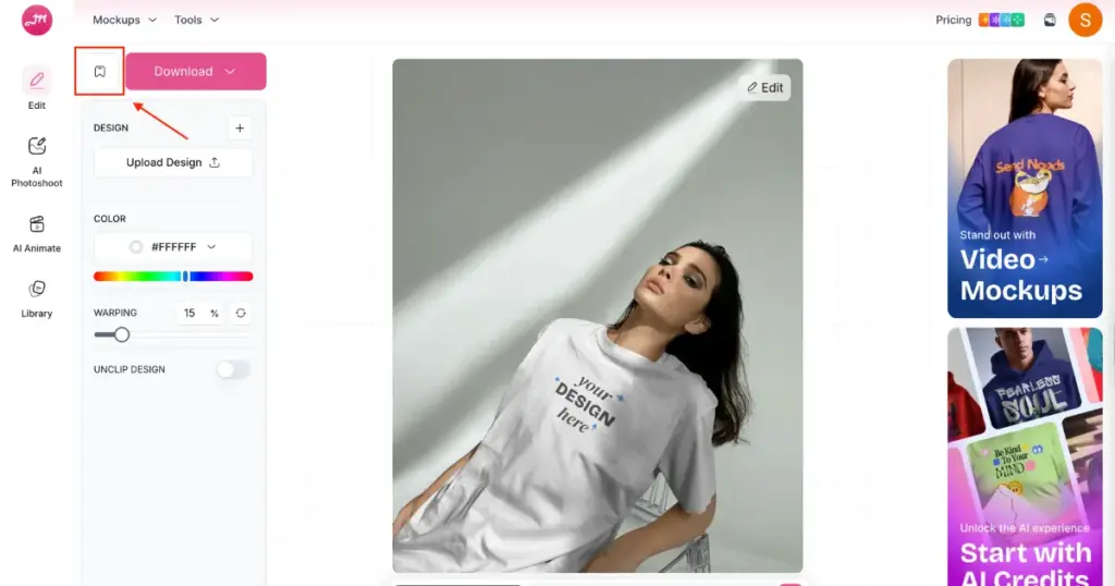 bookmark feature in mockey ai