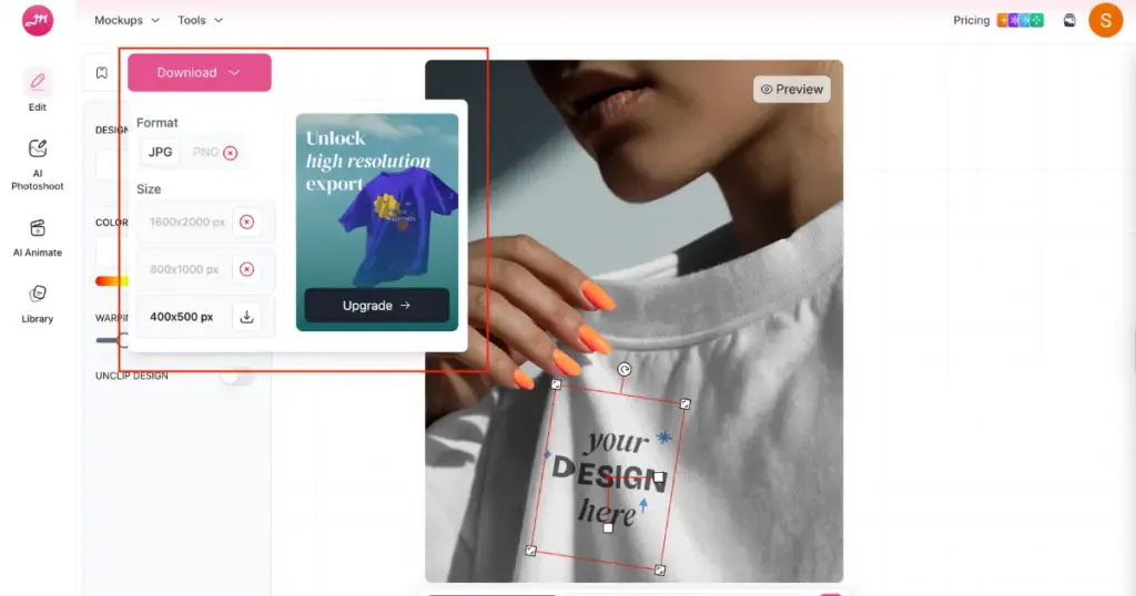 generate mockup to showcase product online without photoshoot