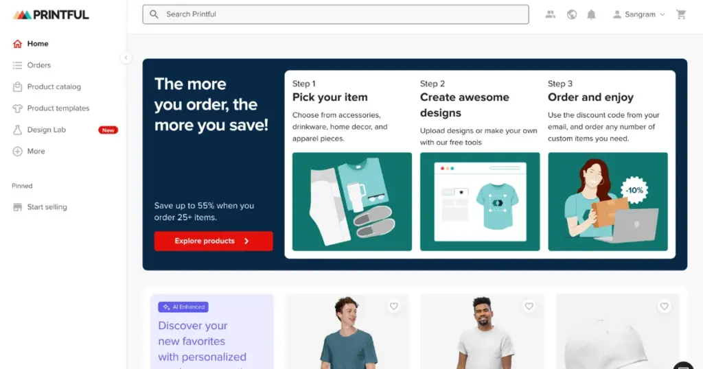 printful best online print on demand site