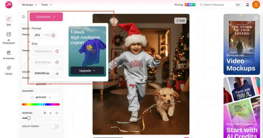 save the seasonal mockup by clicking download