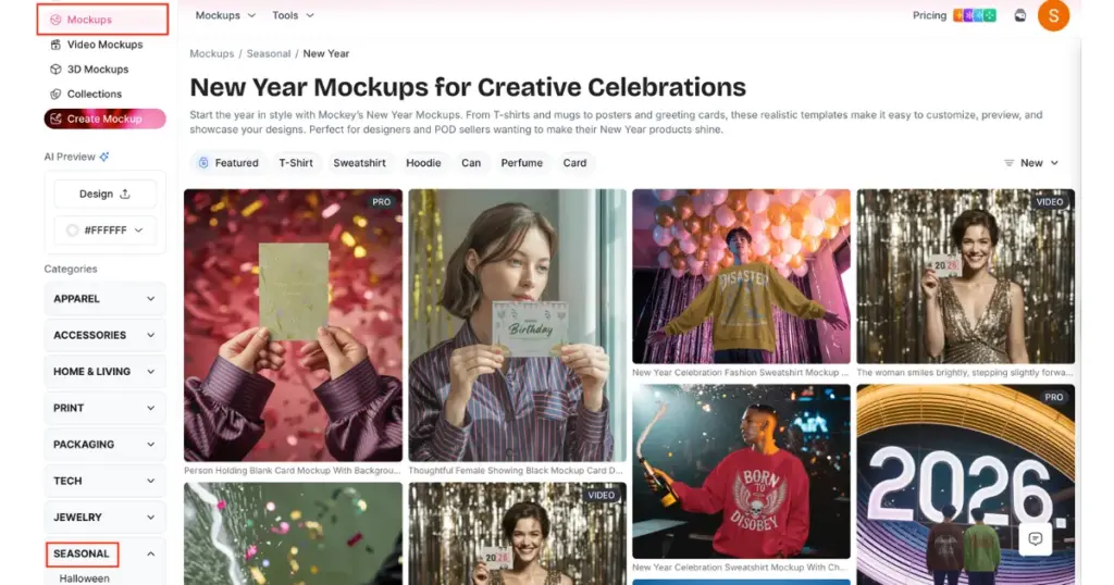 select seasonal in mockups