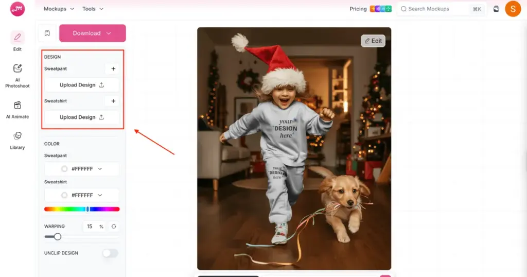 select upload design for seasonal mockup template