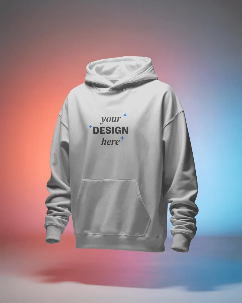 floating hoodie mockup minimal gradient background soft glow effect