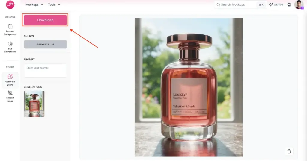 click download to save ai product photo