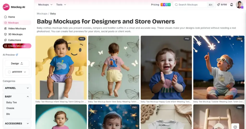 create baby clothing mockup online using mockey.ai