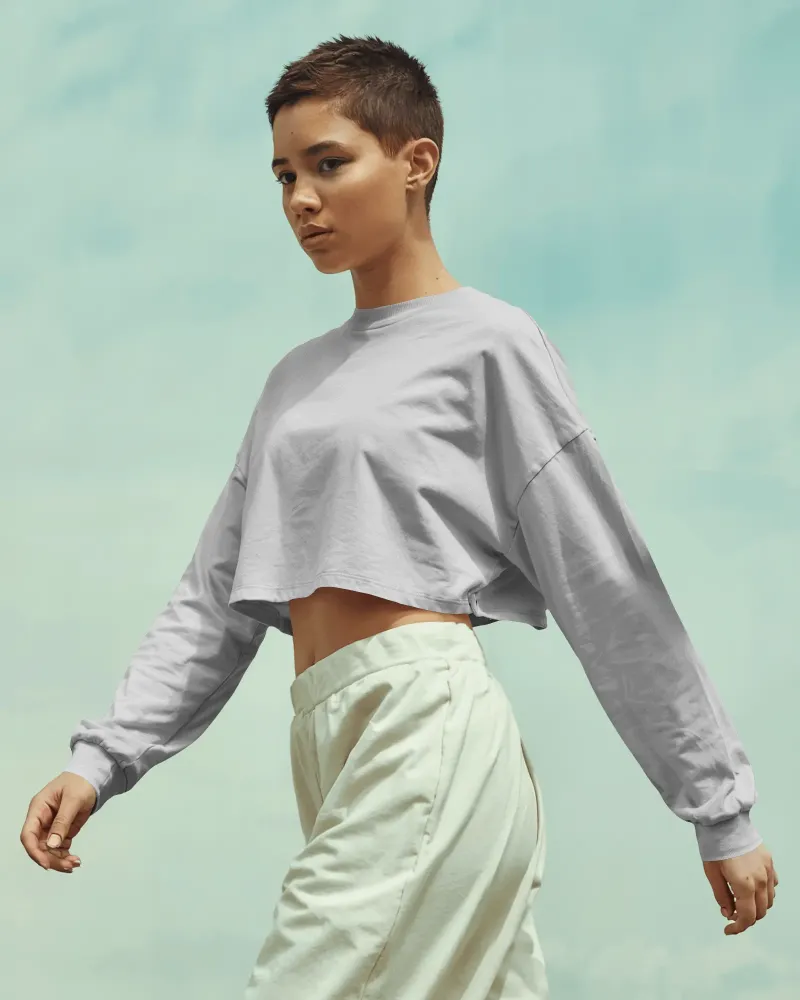 log sleeve crop top mockup for free
