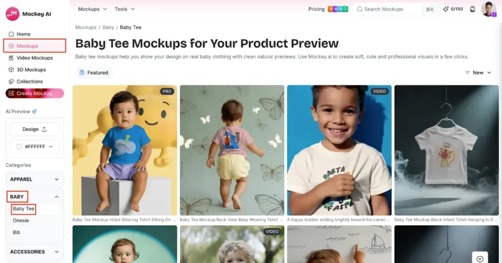 select a baby tee template