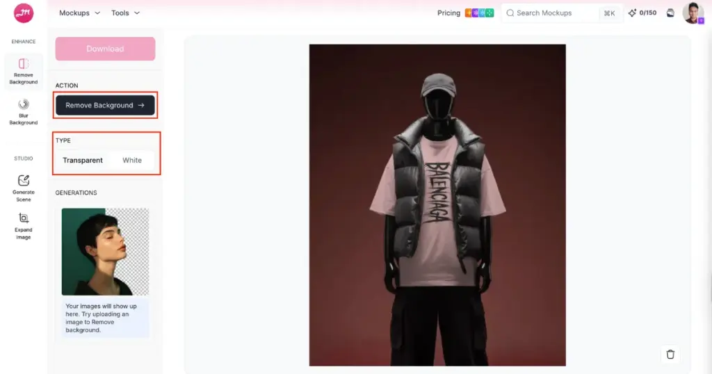 upload the image and choose type