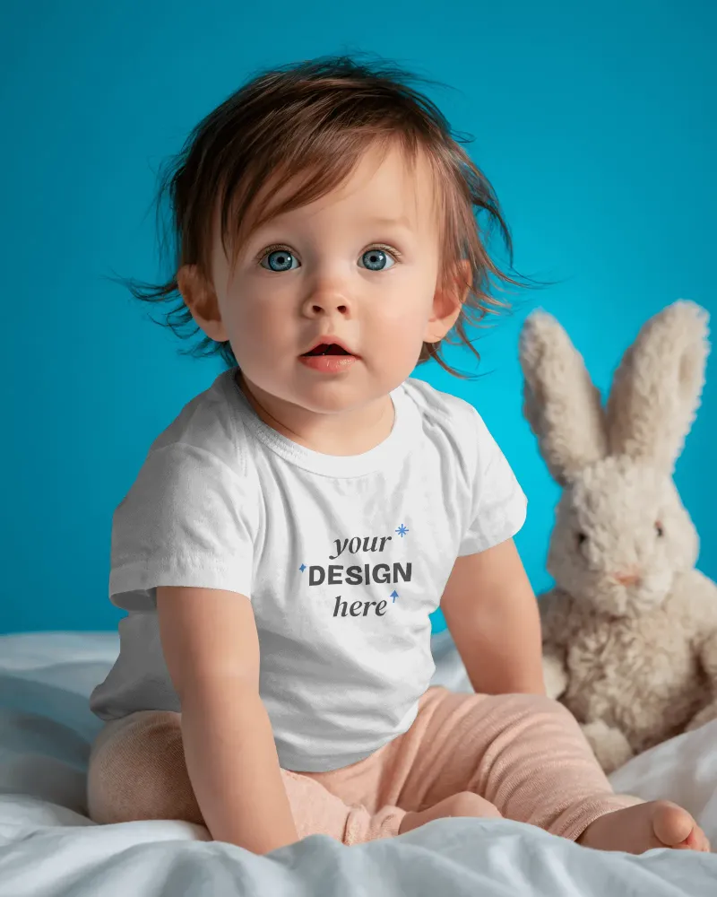 adorable toddler in comfy baby tee mockup