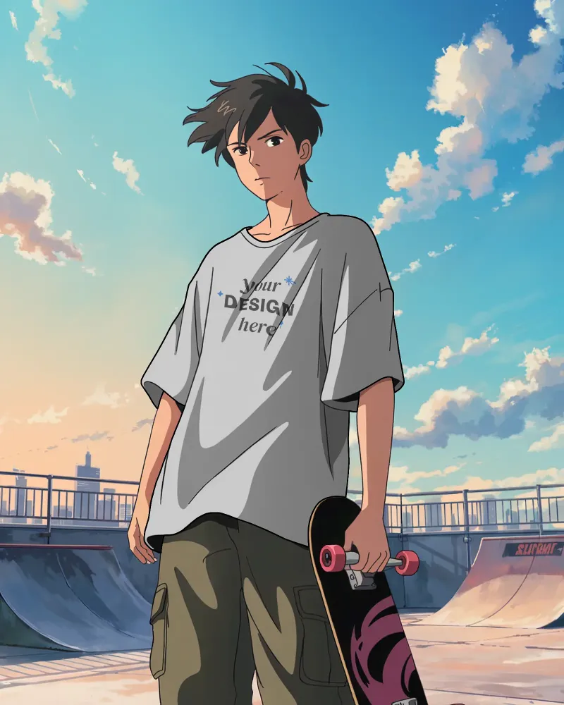 anime tshirt mockup perfect for youth casual