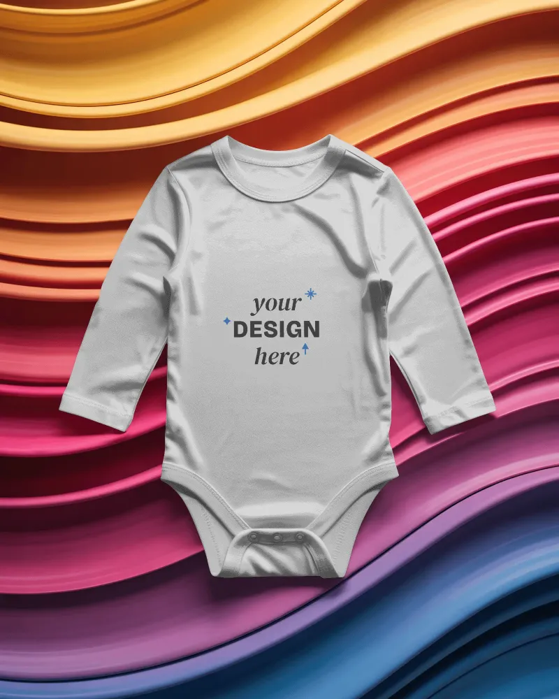 baby long sleeve onesie mockup soft cotton infant bodysuit