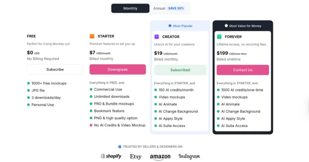 buy creator plan for background removal