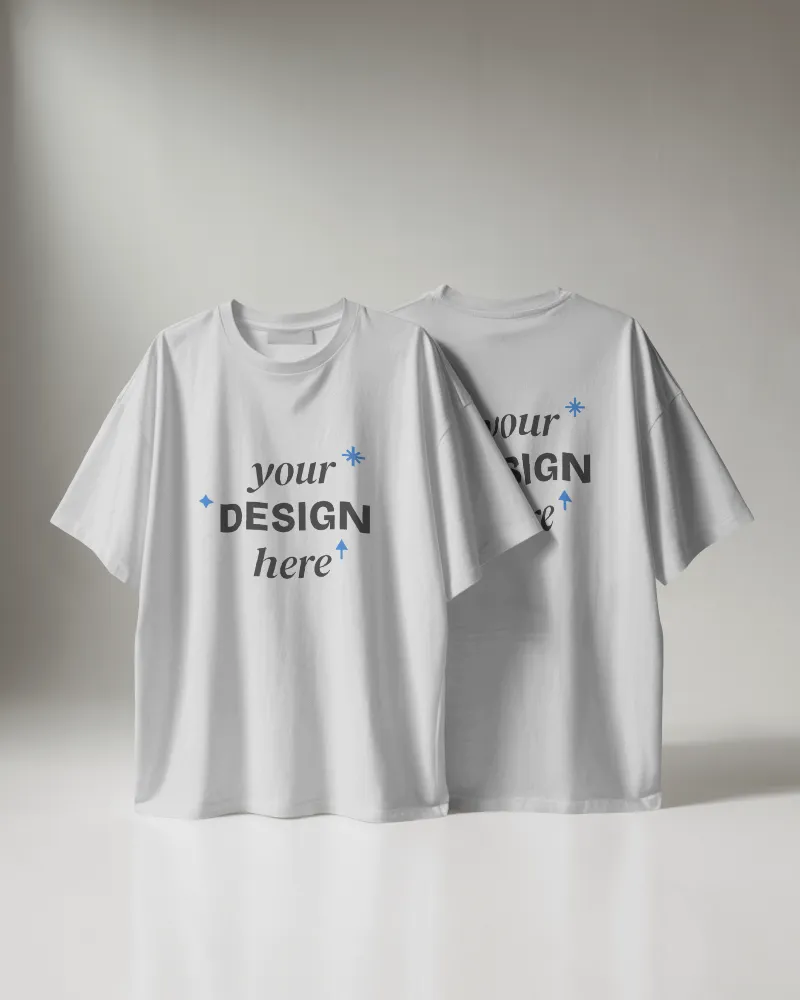 front and back tshirt mockup in minimalist studio