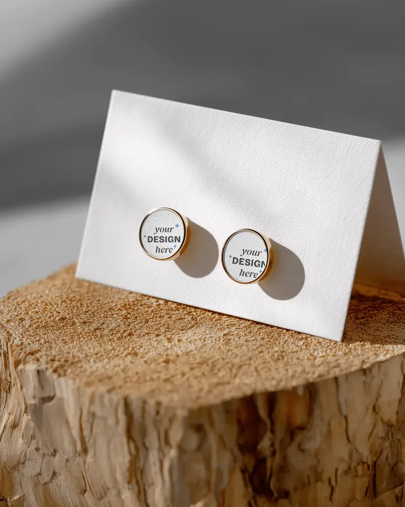 minimalistic round stud earrings mockup