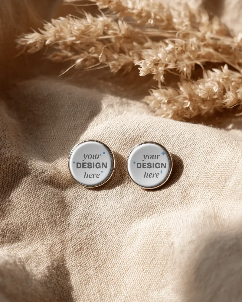 round earring mockup with sof texture