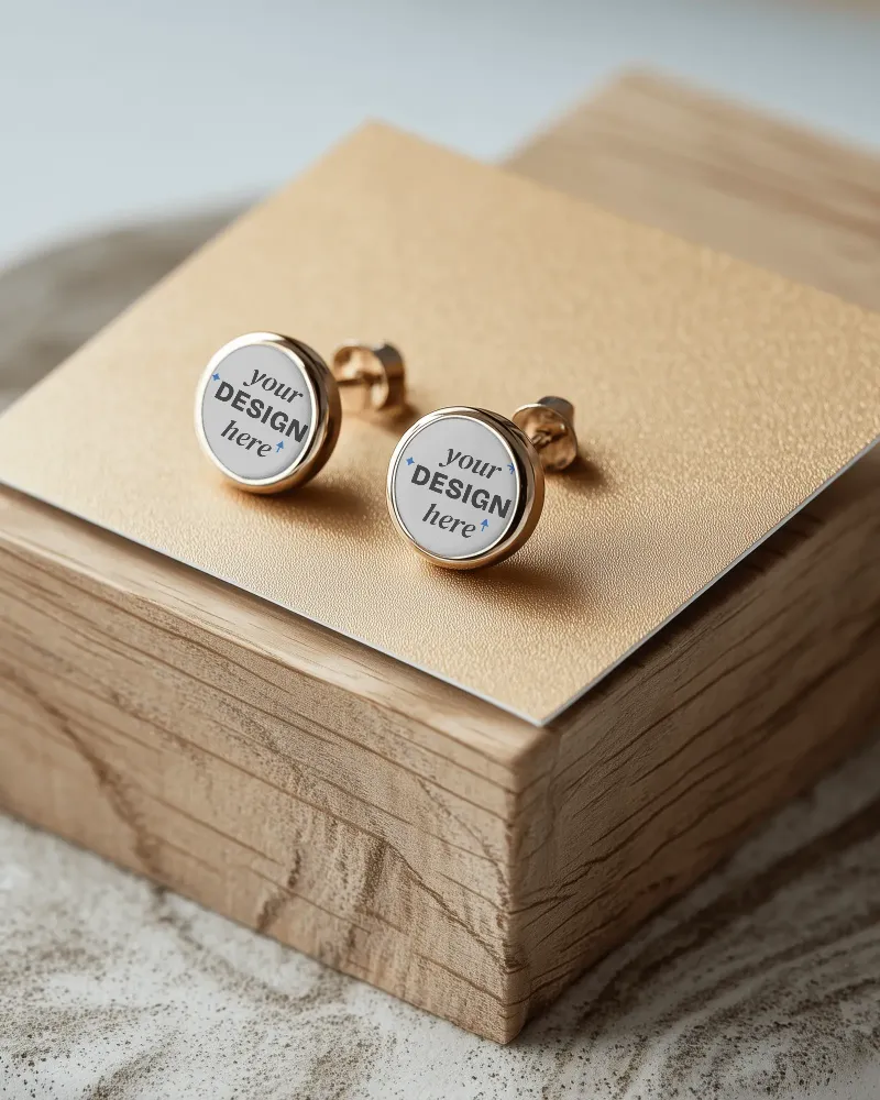 round stud earrings mockup