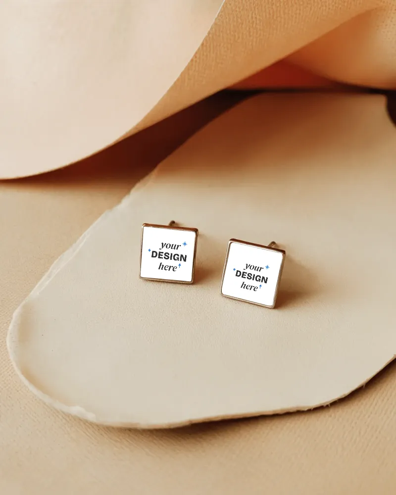 square stud earring mockup