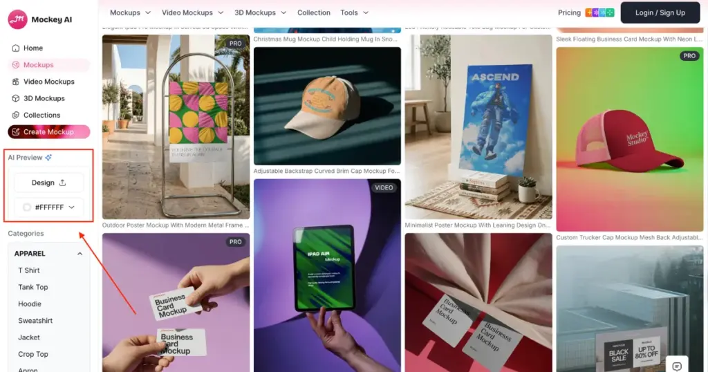 ai preview feature in mockey catalog page