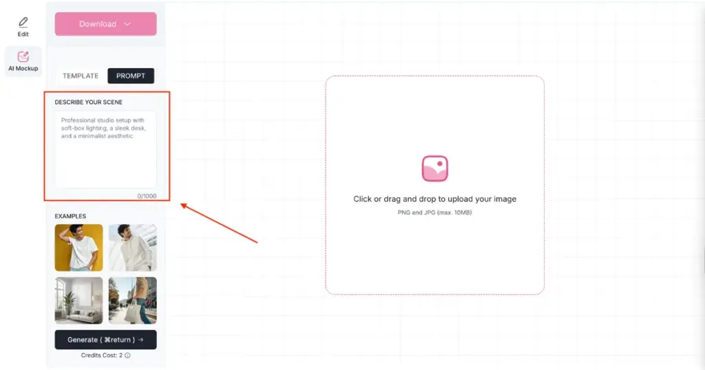 ai prompt mode in mockey for custom mockup