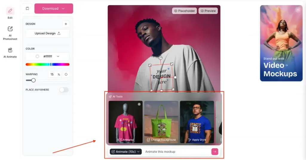 animate mockup using mockey ai