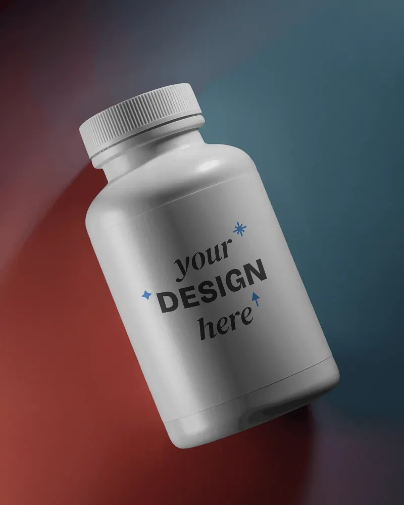 blank plastic pill bottle mockup for supplement packaging