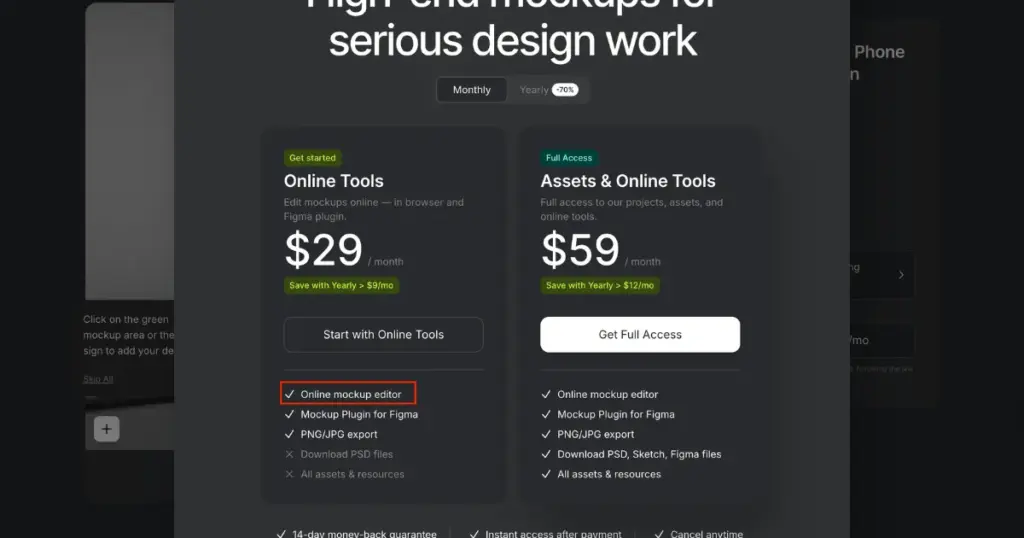 can't edit mockup for free in ls graphics
